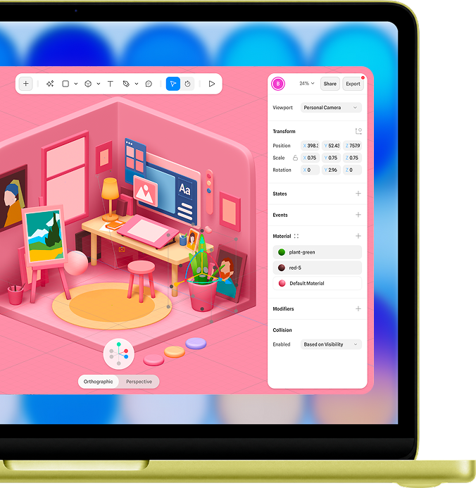 A colorful design application running in Point
